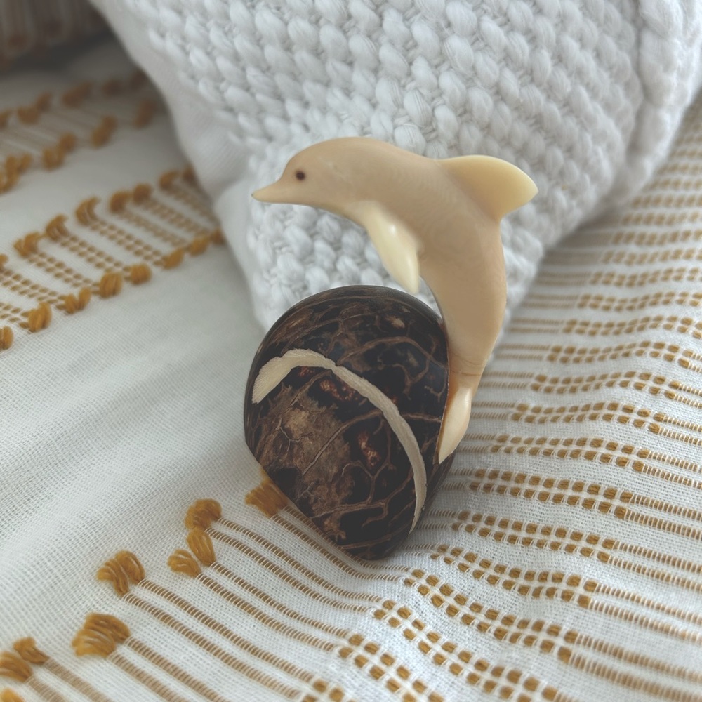 Dolphin Nut Carving Figure